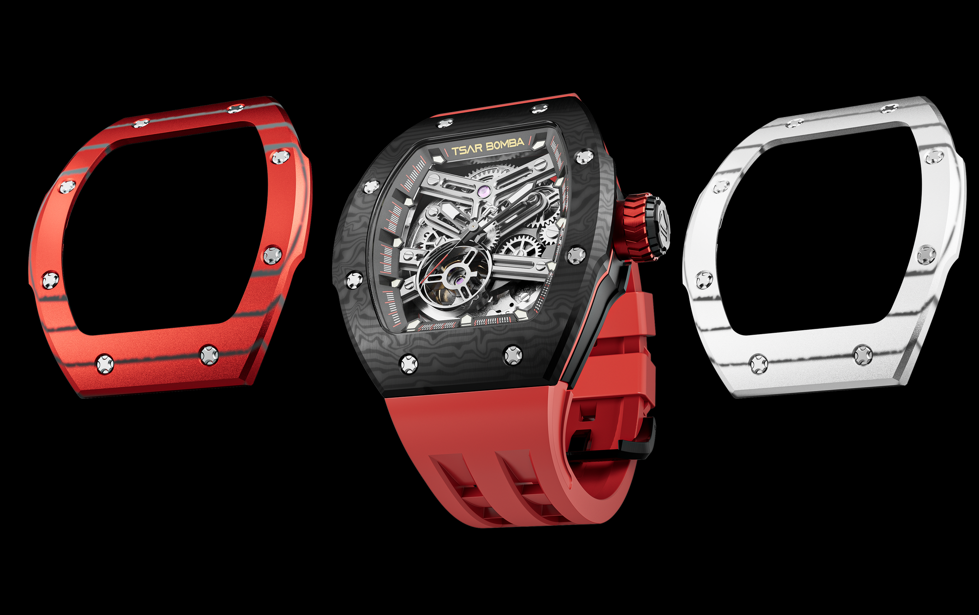 Atomic Serisi – Değiştirilebilir Otomatik Saat Kombinasyonu Karbon Fiber